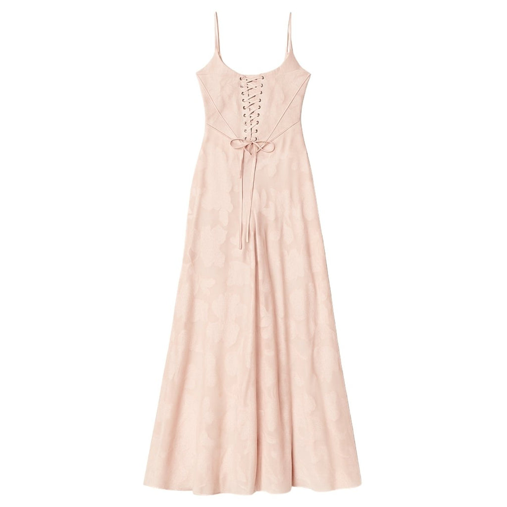 Damenmaxikleid mit Blumenmuster, Korsettoberteil und fließender Silhouette