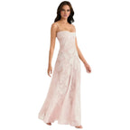 Damenmaxikleid mit Blumenmuster, Korsettoberteil und fließender Silhouette