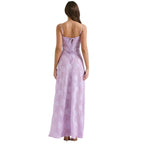 Damenmaxikleid mit Blumenmuster, Korsettoberteil und fließender Silhouette