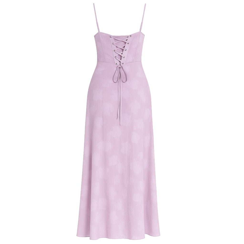 Damenmaxikleid mit Blumenmuster, Korsettoberteil und fließender Silhouette
