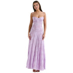 Damenmaxikleid mit Blumenmuster, Korsettoberteil und fließender Silhouette
