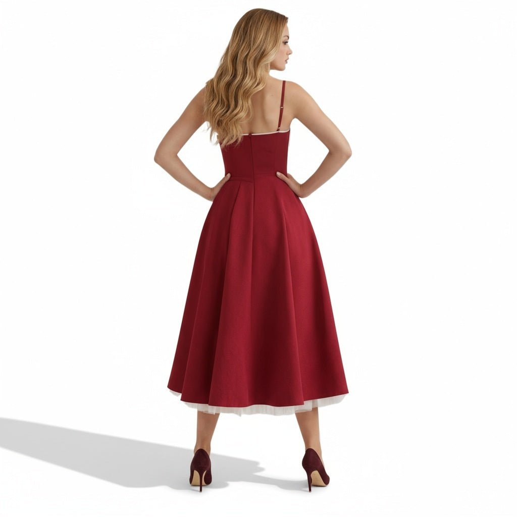 Damen Midikleid mit Korsett, Tüllrock und strukturiertem Oberteil