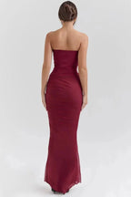 Damen trägerloses Maxikleid mit Korsettoberteil und geraffter Meerjungfrauen-Silhouette