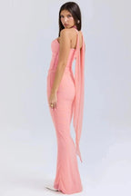 Damen trägerloses Maxikleid mit Korsettoberteil und geraffter Meerjungfrauen-Silhouette