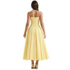 Damenmidikleid mit Korsettoberteil, voluminösem Rock und strukturiertem Design
