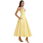Damenmidikleid mit Korsettoberteil, voluminösem Rock und strukturiertem Design