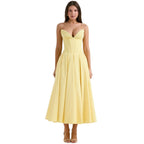 Damenmidikleid mit Korsettoberteil, voluminösem Rock und strukturiertem Design