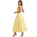 Damenmidikleid mit Korsettoberteil, voluminösem Rock und strukturiertem Design