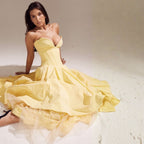Damenmidikleid mit Korsettoberteil, voluminösem Rock und strukturiertem Design