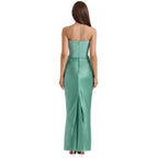 Damen trägerloses Maxikleid mit Korsettoberteil und geraffter Taillensilhouette