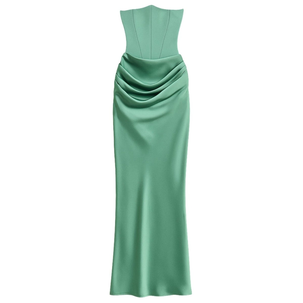 Damen trägerloses Maxikleid mit Korsettoberteil und geraffter Taillensilhouette
