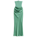 Damen trägerloses Maxikleid mit Korsettoberteil und geraffter Taillensilhouette