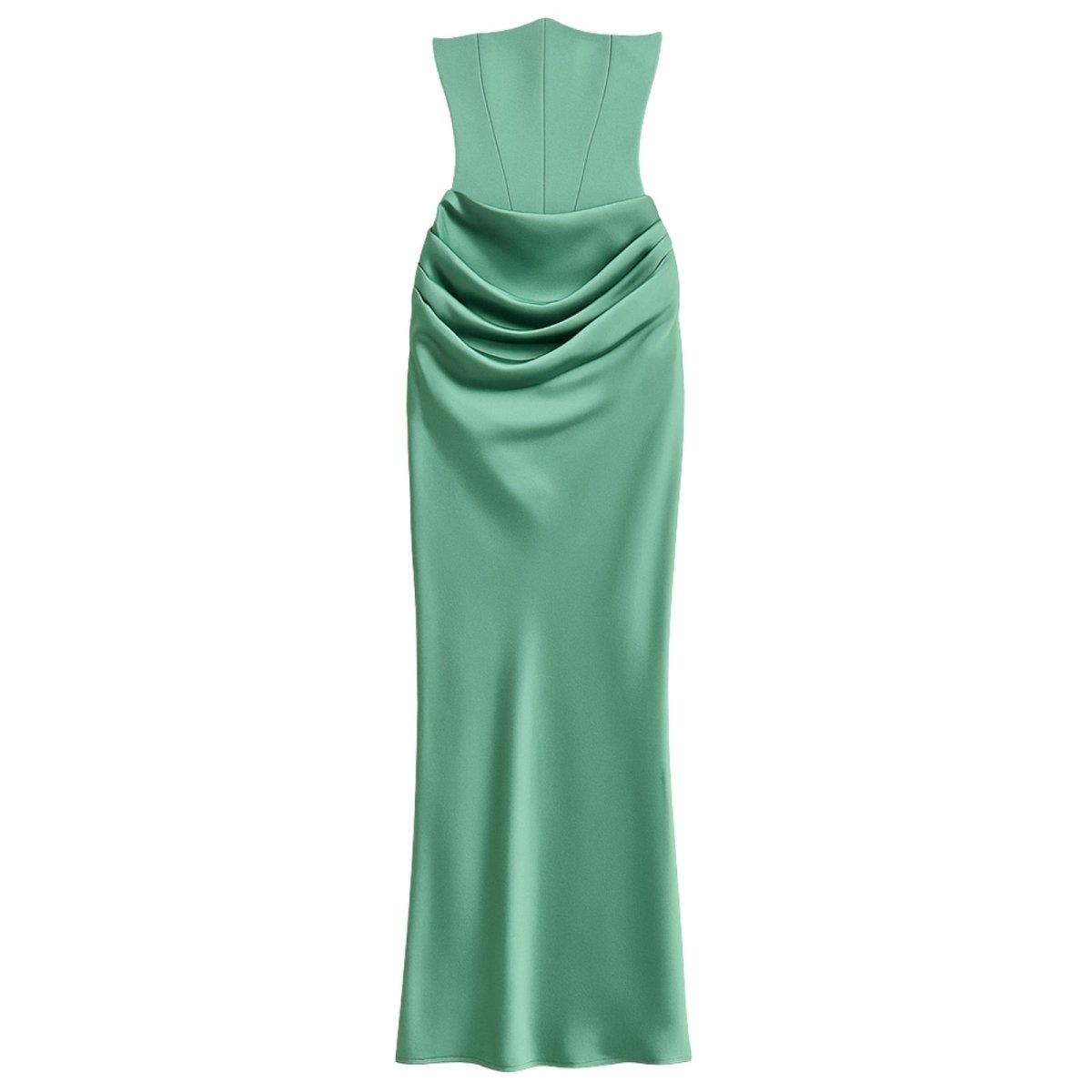 Damen trägerloses Maxikleid mit Korsettoberteil und geraffter Taillensilhouette