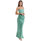 Damen trägerloses Maxikleid mit Korsettoberteil und geraffter Taillensilhouette