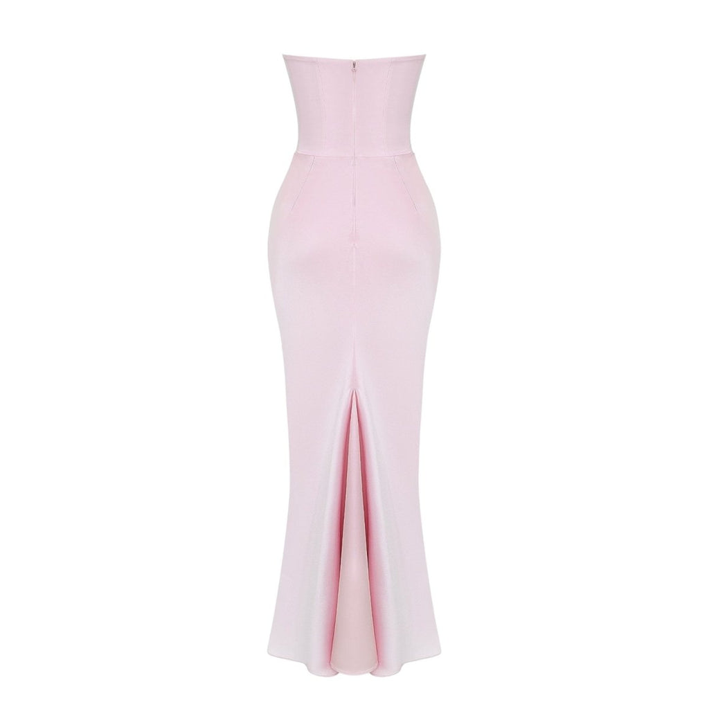 Damen trägerloses Maxikleid mit Korsettoberteil und geraffter Taillensilhouette