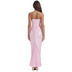 Damen trägerloses Maxikleid mit Korsettoberteil und geraffter Taillensilhouette
