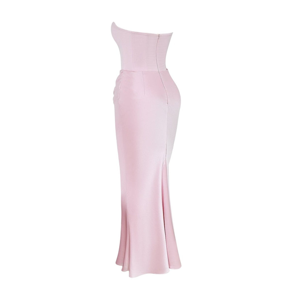 Damen trägerloses Maxikleid mit Korsettoberteil und geraffter Taillensilhouette