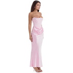 Damen trägerloses Maxikleid mit Korsettoberteil und geraffter Taillensilhouette