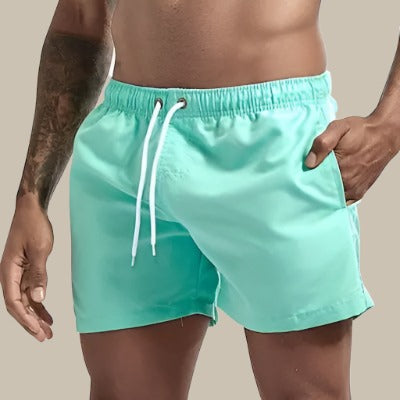 Men's Quick-Dry Swim Shorts with Drawstring Waist and Relaxed Fit