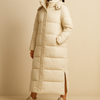 Langer Kapuzen-Puffer-Mantel für Damen