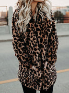 Damen-Wintermantel mit Leopardenmuster