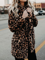 Damen-Wintermantel mit Leopardenmuster