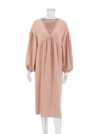 Robe maxi décontractée pour femme à col en V