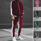 Men's Two-Piece Velvet Tracksuit with Zip-Up Jacket and Jogger Pants