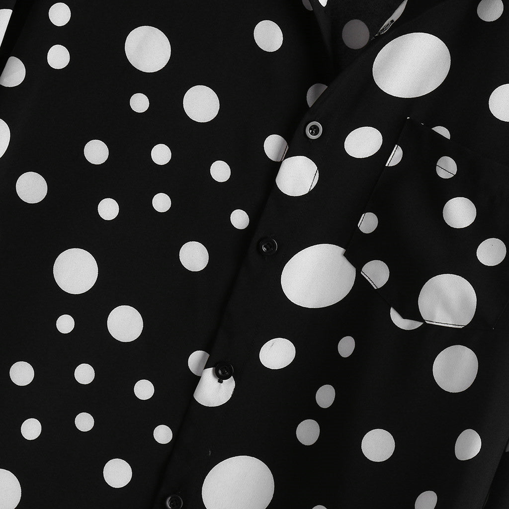 Herrenhemd mit Polka-Dots, Stehkragen und langen Ärmeln