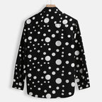 Herrenhemd mit Polka-Dots, Stehkragen und langen Ärmeln