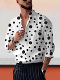 Herrenhemd mit Polka-Dots, Stehkragen und langen Ärmeln