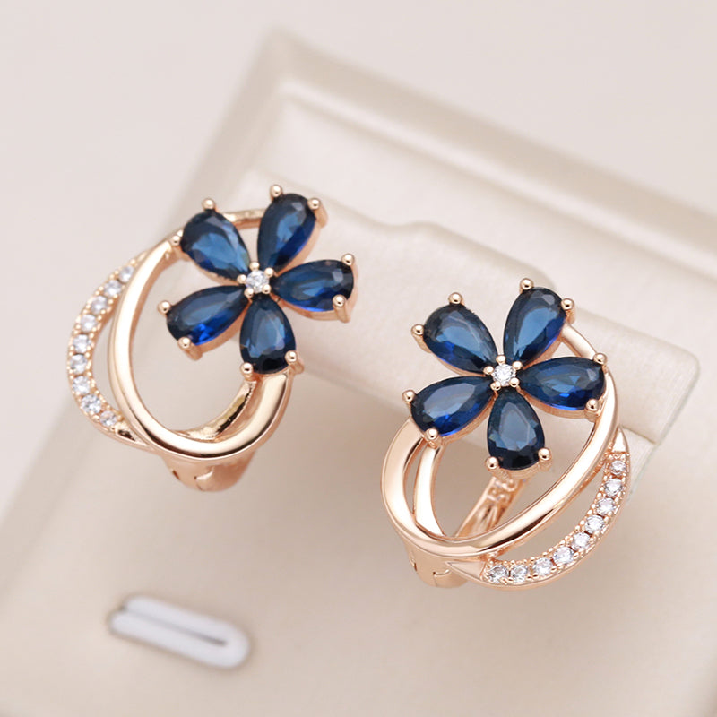 Women’s Blue Floral Crystal Earrings