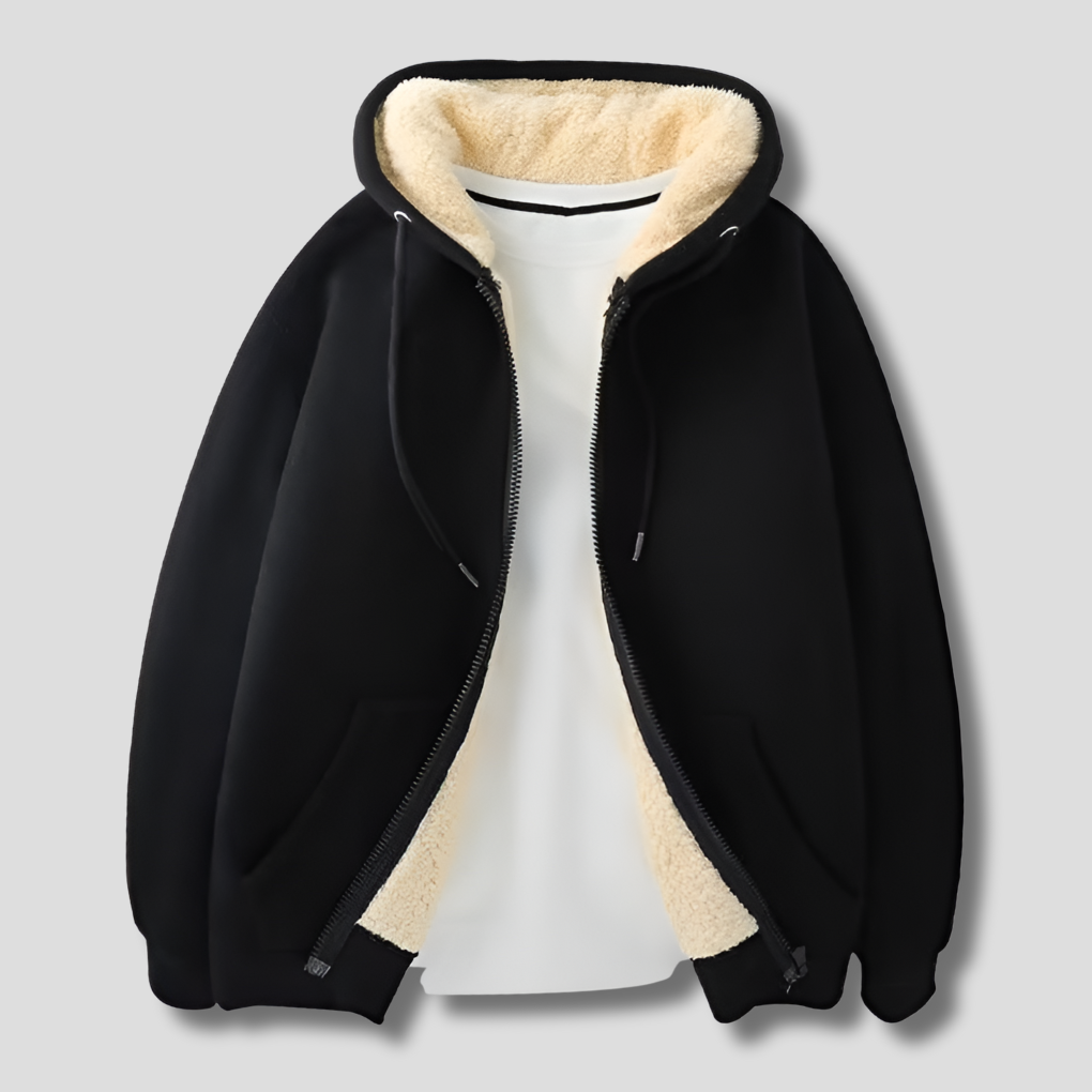 Sweat à capuche zippé pour homme, doublé polaire