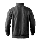 Kabelstrikket sweater til mænd med kvart lynlås