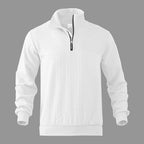 Kabelstrikket sweater til mænd med kvart lynlås