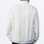 Kabelstrikket sweater til mænd med kvart lynlås