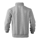 Kabelstrikket sweater til mænd med kvart lynlås