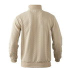 Kabelstrikket sweater til mænd med kvart lynlås