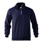 Kabelstrikket sweater til mænd med kvart lynlås