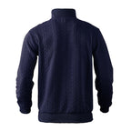 Kabelstrikket sweater til mænd med kvart lynlås