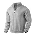 Kabelstrikket sweater til mænd med kvart lynlås