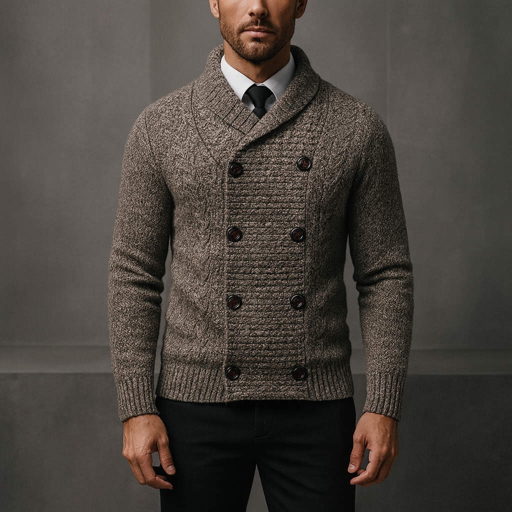 Cardigan homme à col châle croisé