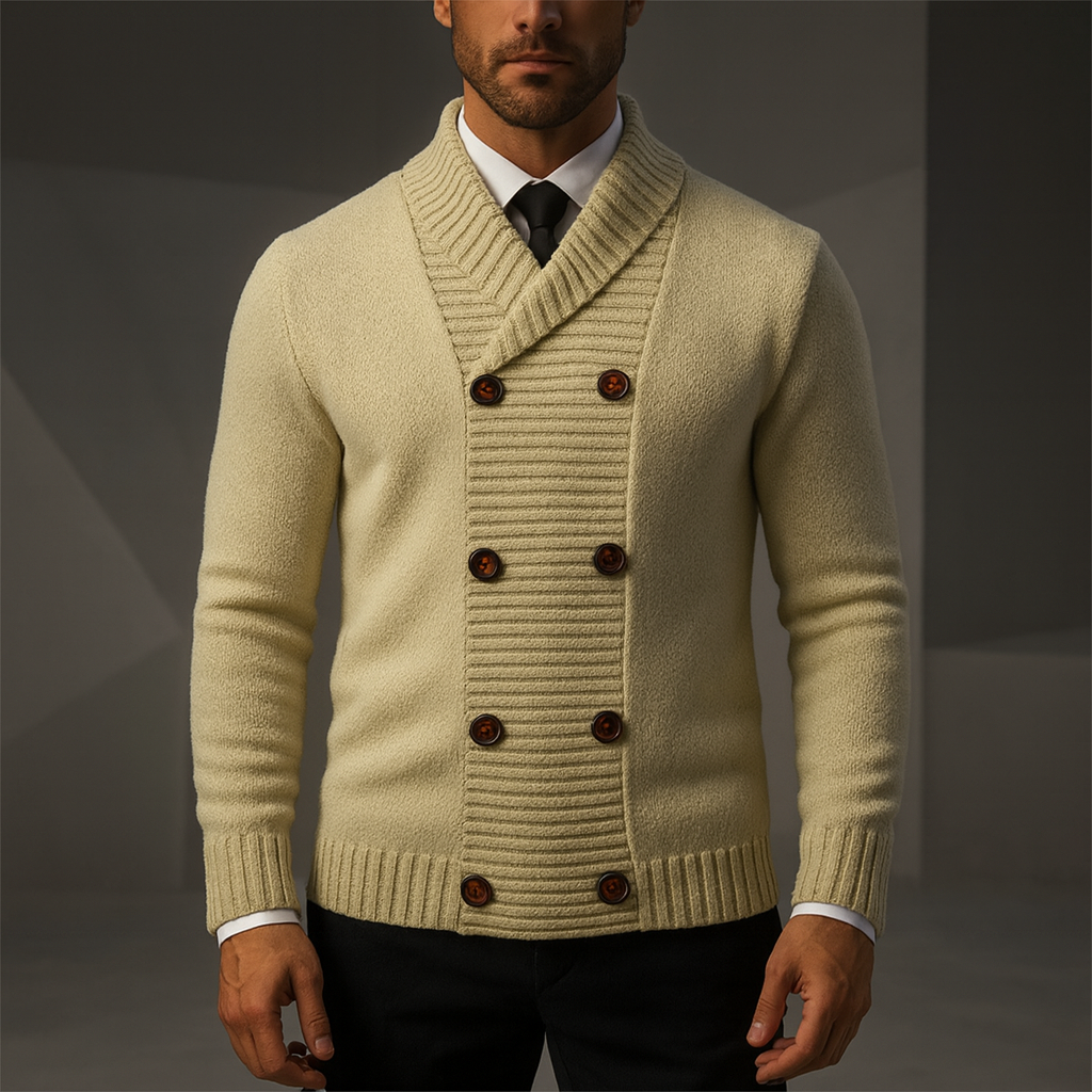 Cardigan homme à col châle croisé