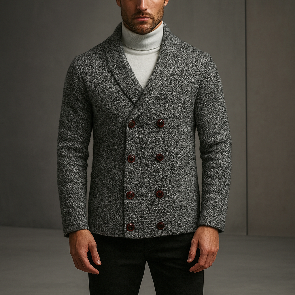 Cardigan homme à col châle croisé