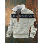 Pull-over pour homme à col sherpa et fermeture éclair quart de longueur