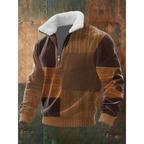 Pull-over pour homme à col sherpa et fermeture éclair quart de longueur
