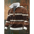 Pull-over pour homme à col sherpa et fermeture éclair quart de longueur