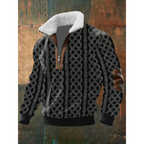 Pull-over pour homme à col sherpa et fermeture éclair quart de longueur