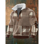Pull-over pour homme à col sherpa et fermeture éclair quart de longueur