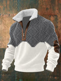 Pull-over pour homme à col sherpa et fermeture éclair quart de longueur